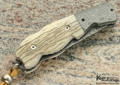 Mike "Whiskers" Allen Custom Knife Damascus & Giraffe Bone Lockback - Image 3