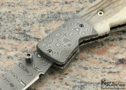 Mike "Whiskers" Allen Custom Knife Damascus & Giraffe Bone Lockback - Image 2