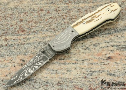 Mike "Whiskers" Allen Custom Knife Damascus Lockback