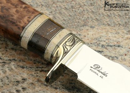 D'Alton Holder Custom Knife Redwood Burl, Oosic and Fossilized Rhino Horn Long Natchez Engraved By Darren Reeves - Image 3