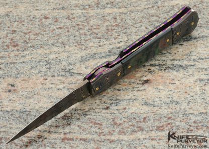 Francesco Pachi Custom Knife 2004 Sole Authorship Damascus and Black Lip Tahitian Pearl Linerlock Dagger - Image 5