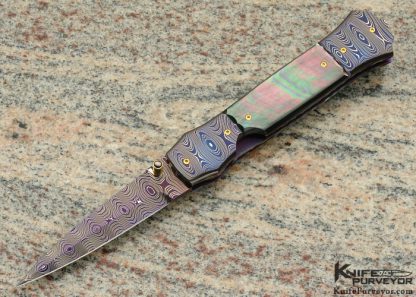 Francesco Pachi Custom Knife 2004 Sole Authorship Damascus and Black Lip Tahitian Pearl Linerlock Dagger