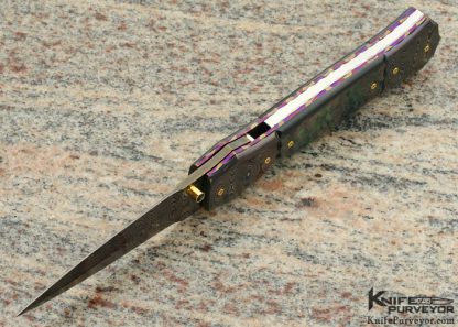 Francesco Pachi Custom Knife 2004 Sole Authorship Damascus and Black Lip Tahitian Pearl Linerlock Dagger - Image 4