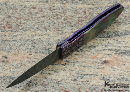 Michael J. Smith Custom Knife Black Lip Tahitian Pearl Shell and Damascus Linerlock - Image 5