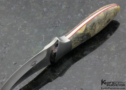 Russell Easler Custom Knife Curved Burlwood Skinner - Image 5