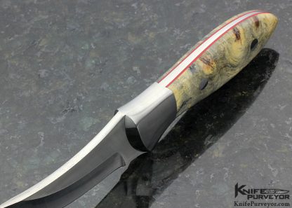 Russell Easler Custom Knife Curved Burlwood Skinner - Image 4