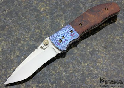 Kirby Lambert Custom Knife "Incinerator" Timascus & Desert Ironwood Linerlock