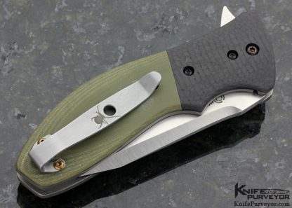 Kirby Lambert Custom Knife Multi Grind Tanto Snap Flipper with Carbon Fiber and Green G10 Linerlock - Image 3