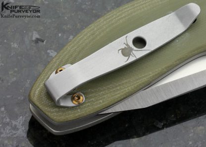 Kirby Lambert Custom Knife Multi Grind Tanto Snap Flipper with Carbon Fiber and Green G10 Linerlock - Image 4