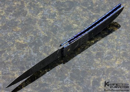 Cliff Parker Custom Knife Sole Authorship "Dolphin" Mosaic Damascus with Black Lip Tahitian Pearl Shell Linerlock - Image 5