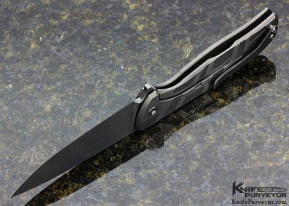 Igor Shirogorov Custom Knife Custom Flipper Titanium with Stainless Steel Overlay Framelock - Image 6