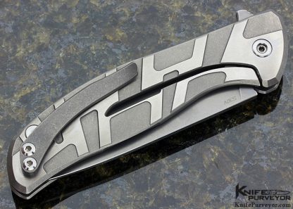 Igor Shirogorov Custom Knife Custom Flipper Titanium with Stainless Steel Overlay Framelock - Image 3