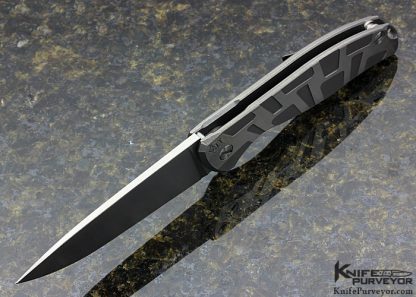 Igor Shirogorov Custom Knife Custom Flipper Titanium with Stainless Steel Overlay Framelock - Image 5