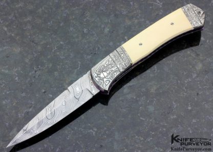 Bill McHenry Custom Knife Damascus Scale Release Auto Linerlock