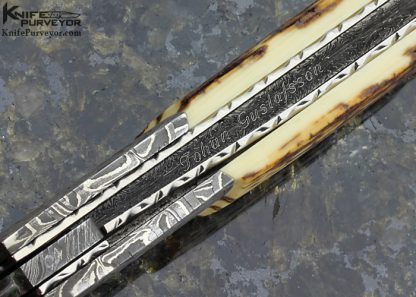 Johan Gustafsson Custom Knife Sole Authorship Mosaic Damascus Linerlock - Image 6