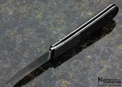 W.D. Pease Custom Knife Checkered Pen Shell and Damascus Lockback - Image 5