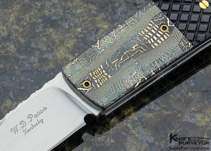 W.D. Pease Custom Knife Checkered Pen Shell and Damascus Lockback - Image 2