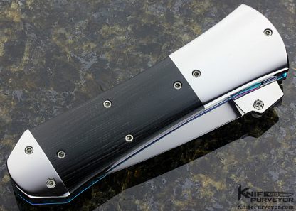 Nate Clark Custom Knife Black Micarta D/A Automatic Linerlock Dagger - Image 3