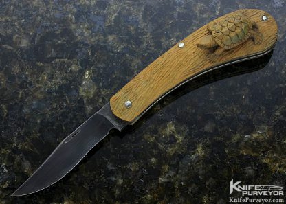 Hidetoshi Nakayama Custom Knife "Turtle" Carved Boxwood Slip Joint