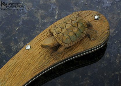 Hidetoshi Nakayama Custom Knife "Turtle" Carved Boxwood Slip Joint - Image 4