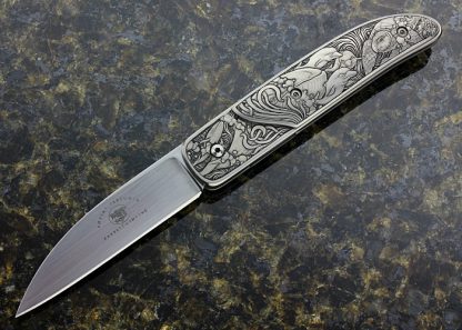 Bob Terzuola Custom Knife Titanium Linerlock Engraved by Jon Robyn "Under The Sea" Made For Barrett Smythe