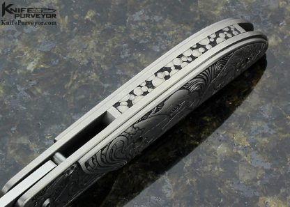 Bob Terzuola Custom Knife Titanium Linerlock Engraved by Jon Robyn "Under The Sea" Made For Barrett Smythe - Image 6