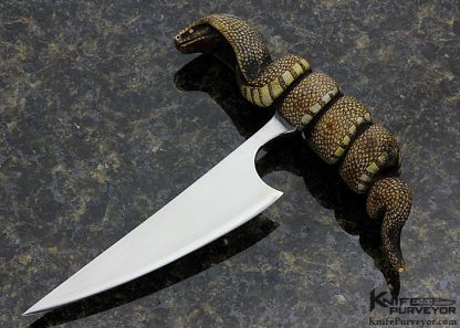 Jim Schmidt Custom Knife 1979 One of Kind Carved & Scrimshawed King Cobra Push Dagger