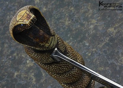 Jim Schmidt Custom Knife 1979 One of Kind Carved & Scrimshawed King Cobra Push Dagger - Image 9