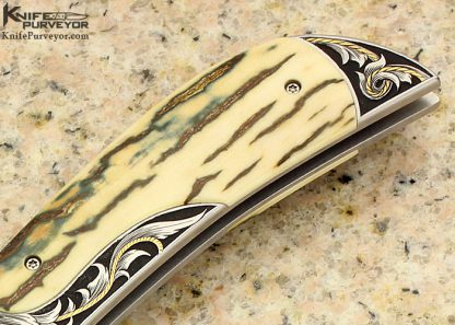 Jody Muller Custom Knife Engraved "Gun Fighter" Sole Authorship Damascus  Linerlock - Image 3