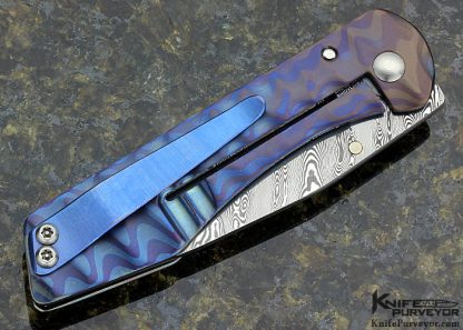 Juergen Schanz Custom Knife with Martin Balback Turkish Twist Damascus Frame Lock - Image 3