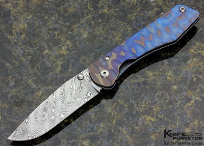 Juergen Schanz Custom Knife with Martin Balback Turkish Twist Damascus Frame Lock