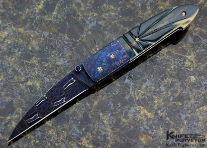 Barry Gallagher Custom Knife with Metorite and Damascus Linerlock