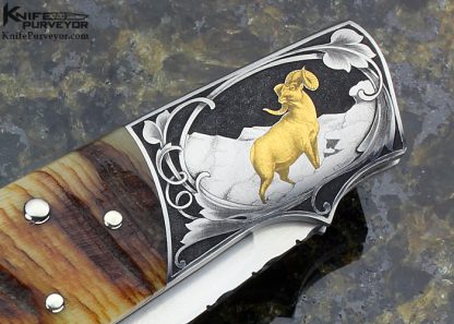 W.D. Pease Custom Knife Ramshorn Lockback Engraved by Lisa Tomlin - Image 4