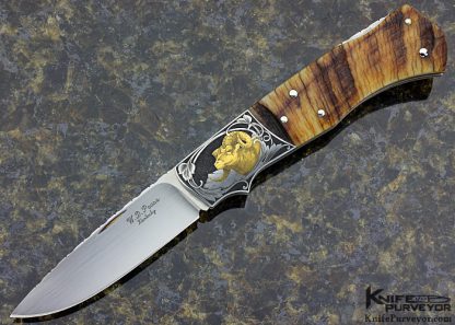 W.D. Pease Custom Knife Ramshorn Lockback Engraved by Lisa Tomlin