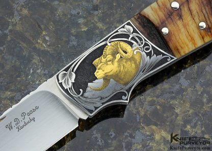 W.D. Pease Custom Knife Ramshorn Lockback Engraved by Lisa Tomlin - Image 2