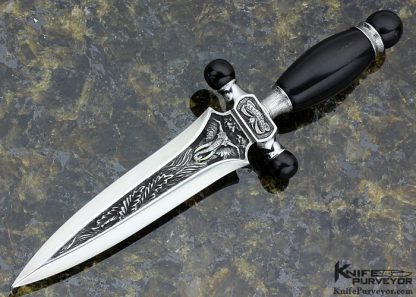 Gary Blanchard Custom Knife Sole Authorship Engraved Mini Dagger "Elephant and Giraffe"