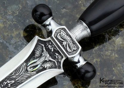 Gary Blanchard Custom Knife Sole Authorship Engraved Mini Dagger "Elephant and Giraffe" - Image 2