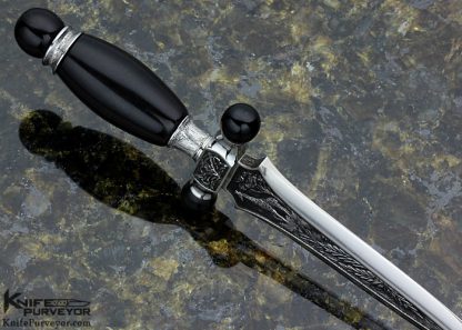 Gary Blanchard Custom Knife Sole Authorship Engraved Mini Dagger "Elephant and Giraffe" - Image 7