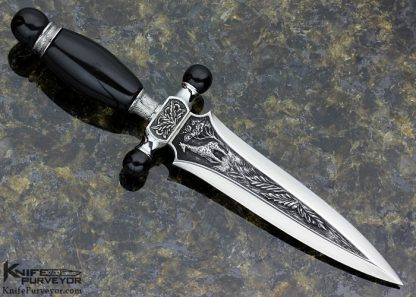 Gary Blanchard Custom Knife Sole Authorship Engraved Mini Dagger "Elephant and Giraffe" - Image 4