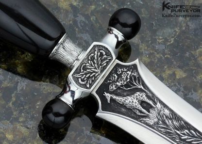 Gary Blanchard Custom Knife Sole Authorship Engraved Mini Dagger "Elephant and Giraffe" - Image 5