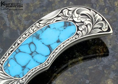 Jim Martin Custom Knife Sole Authorship Engraved Turquoise Interframe Lockback - Image 3