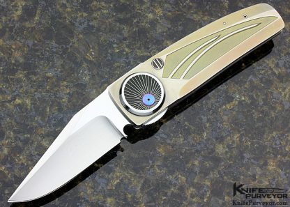 Michael Walker Custom Knife Anodized & Machined Titanium Unique Lever Lock