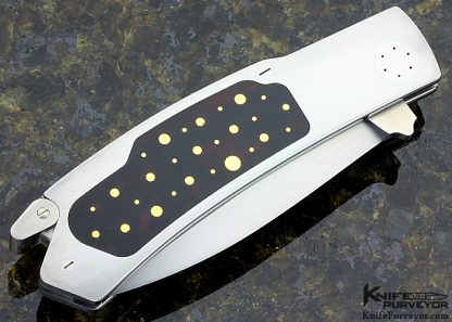 Charly Bennica & Emanuel Esposito Custom Knife Exotic Material with 24Kt Gold Dots Inlaid Lockback Dagger - Image 4