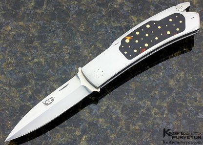 Charly Bennica & Emanuel Esposito Custom Knife Exotic Material with 24Kt Gold Dots Inlaid Lockback Dagger