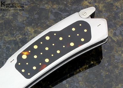 Charly Bennica & Emanuel Esposito Custom Knife Exotic Material with 24Kt Gold Dots Inlaid Lockback Dagger - Image 3