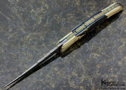 Stephen Olszewski Custom Knife 14Kt "Golden Eagle" Linerlock Robert Eggerling Damascus Automatic Linerlock - Image 5