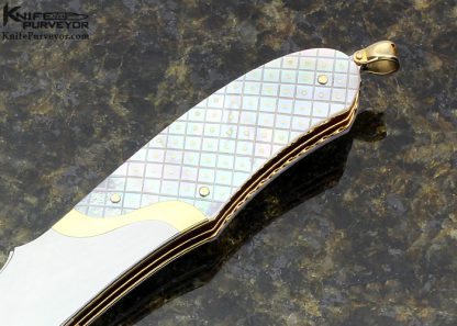 Tore Fogarizzu Custom Knife Piqued Mother of Pearl Shell 2 Blade "Dave's Trapper" - Image 3