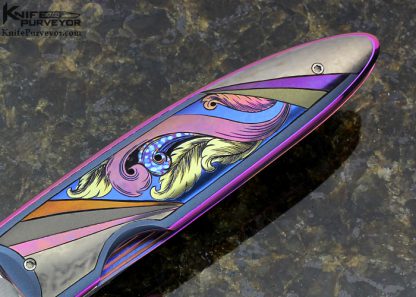 Michael Walker Custom Knife Multi Color Anodized Titanium Linerlock Engraved by Patrica Walker - Image 3