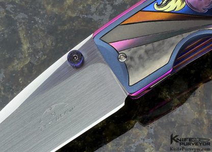 Michael Walker Custom Knife Multi Color Anodized Titanium Linerlock Engraved by Patrica Walker - Image 2