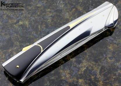 Ken Steigerwalt Custom Knife Damasteel, Pen Shell and 18Kt Gold Lockback - Image 4